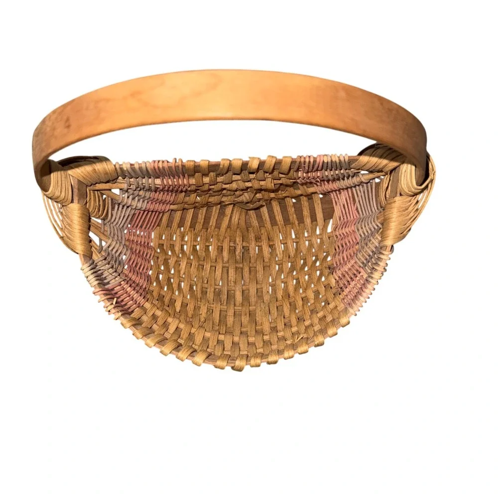 Unbranded Woven Wall Pocket Basket Home Decor Small Tan Pink Excellent Hanging